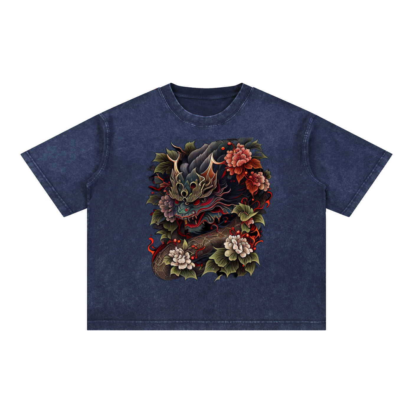 Red Dragon Signal artwork placed on the Royal Blue garment colourway
